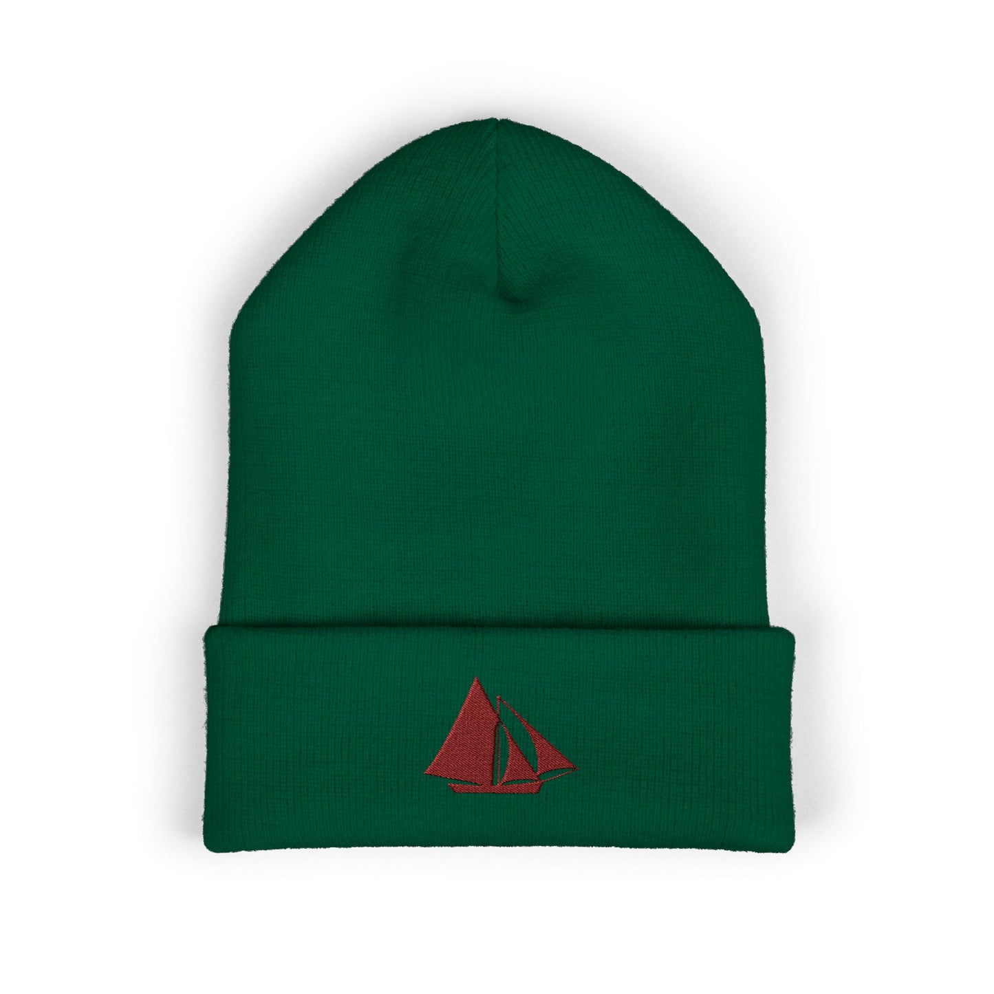 Embroider Galway Hooker Sailboat Cuffed Beanie — Irish Nautical Winter Hat