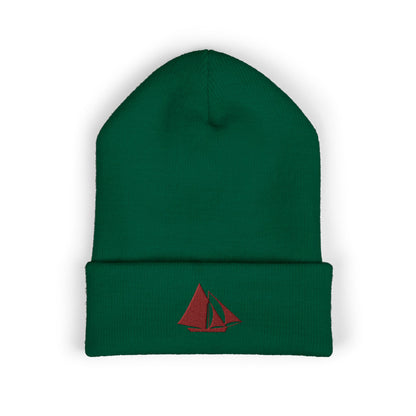 Embroider Galway Hooker Sailboat Cuffed Beanie — Irish Nautical Winter Hat