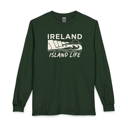Ireland Island Life Long Sleeve Shirt — Personalize Retro Coastal Tee