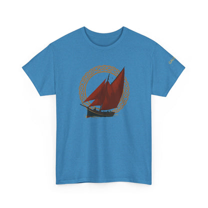 Galway Hooker Nautical T‑Shirt — "Heritage Sails On" Personalized Back & Sleeve Tee