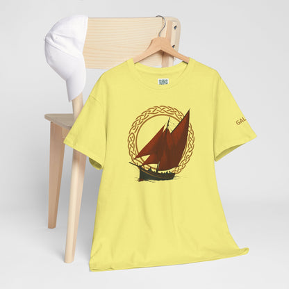 Galway Hooker Nautical T‑Shirt — "Heritage Sails On" Personalized Back & Sleeve Tee