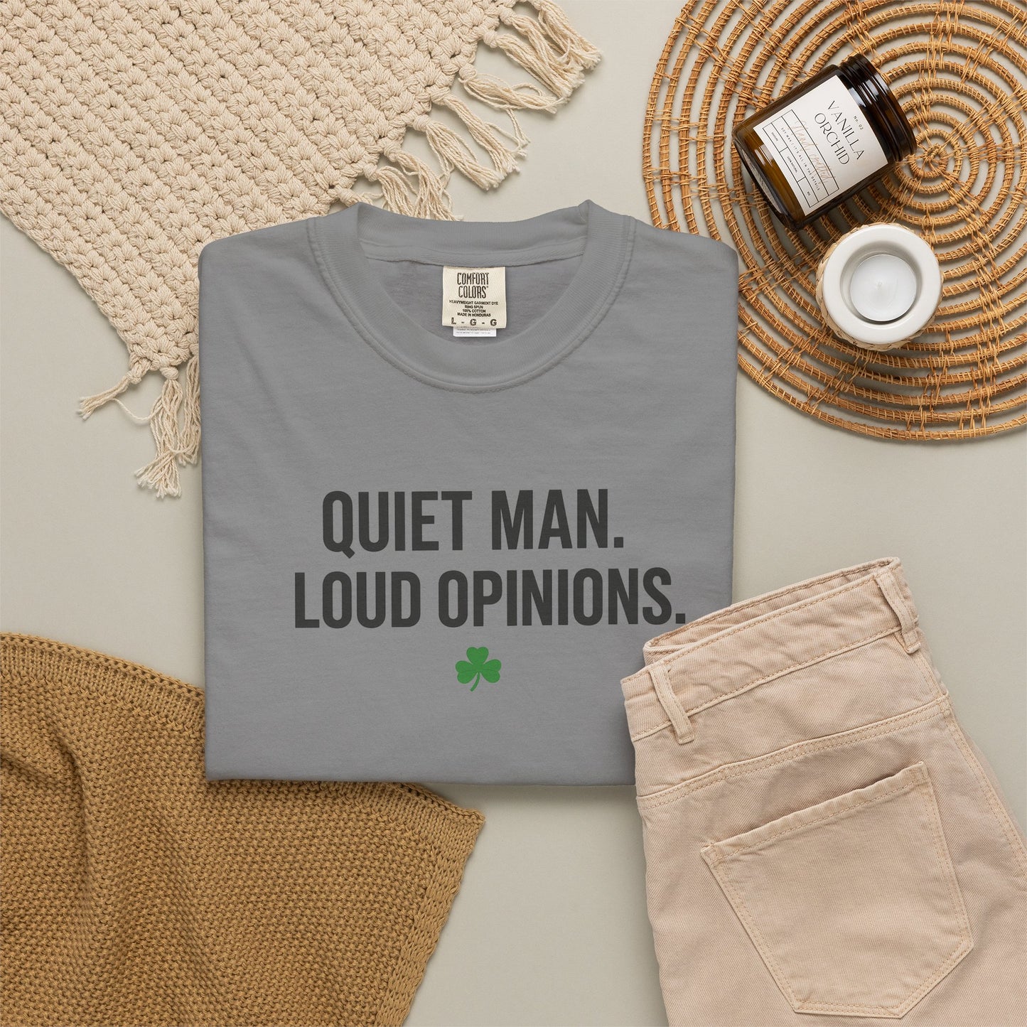 Quiet Man Loud Opinions T-Shirt — Funny Father's Day Tee with Shamrock