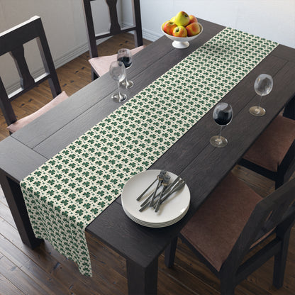 Shamrock Pattern Table Runner — Green Clover St. Patrick’s Day Decor