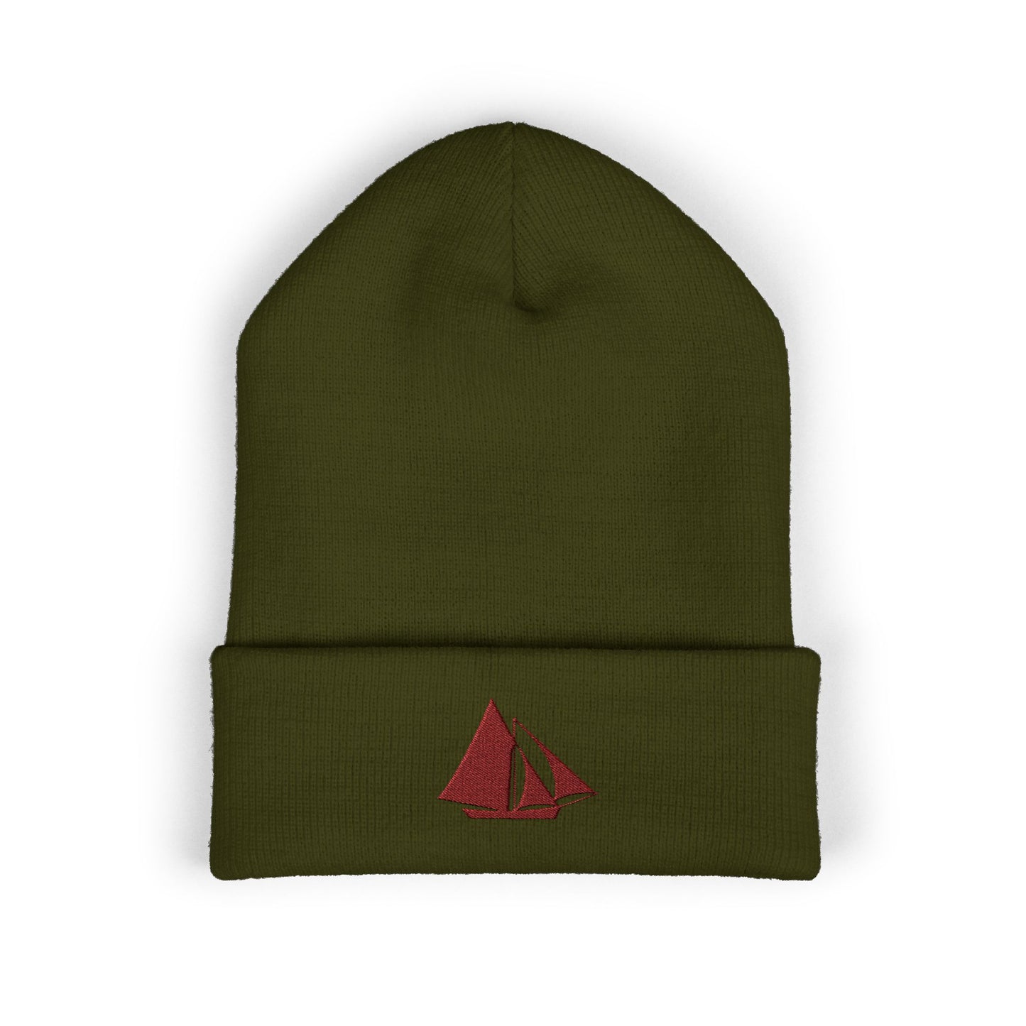Embroider Galway Hooker Sailboat Cuffed Beanie — Irish Nautical Winter Hat