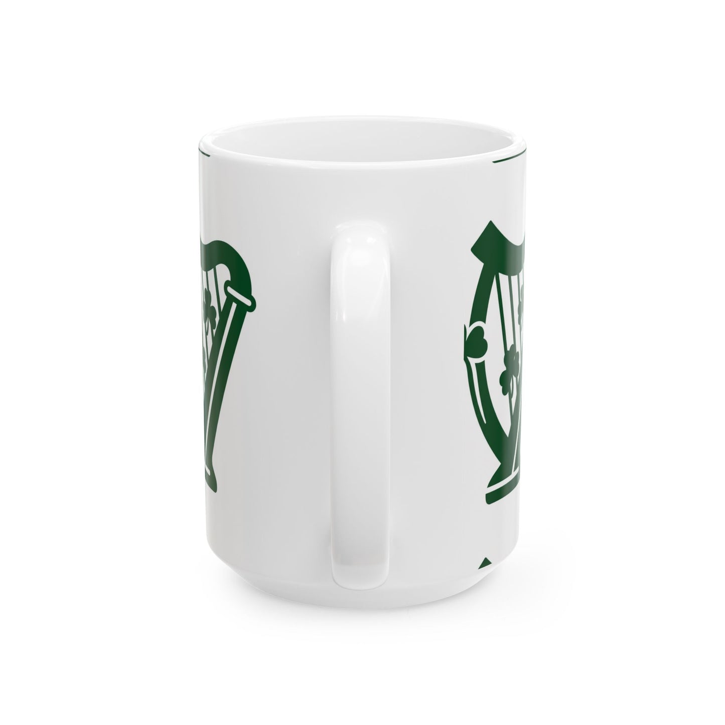 Shamrock Harp Ceramic Mug — Irish St. Patrick's Day Coffee Cup (11oz & 15oz)