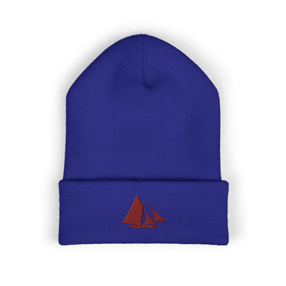 Embroider Galway Hooker Sailboat Cuffed Beanie — Irish Nautical Winter Hat