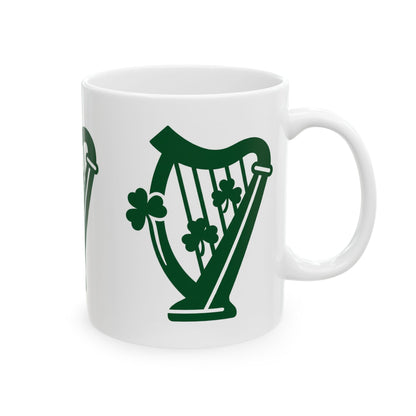 Shamrock Harp Ceramic Mug — Irish St. Patrick's Day Coffee Cup (11oz & 15oz)