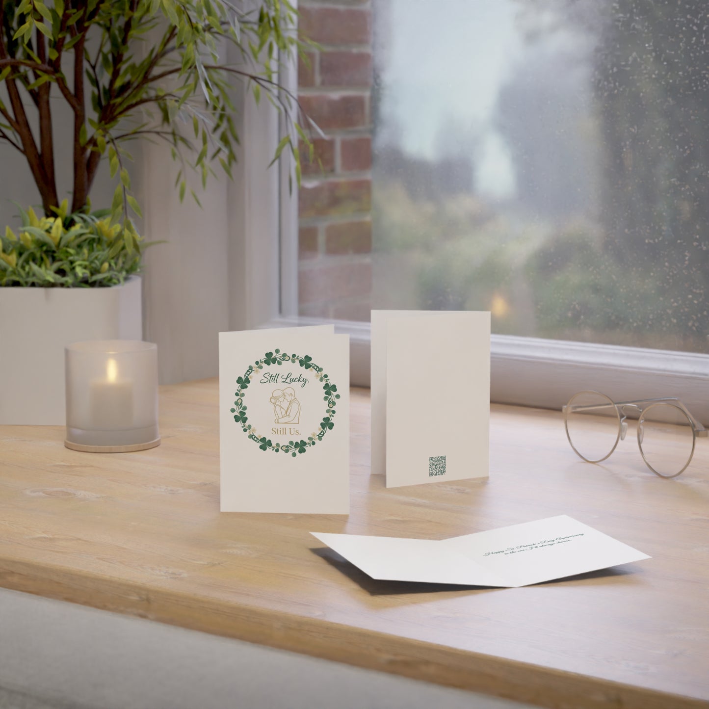 St. Patrick's Day Anniversary Card — "Still Lucky, Still Us" Greeting Card, Personalize