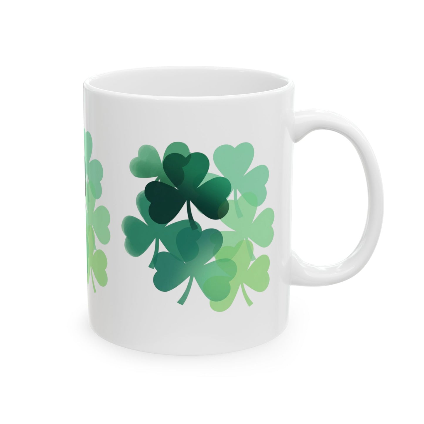 St. Patrick’s Shamrock Ceramic Mug — Green Clover Pattern (11oz, 15oz)
