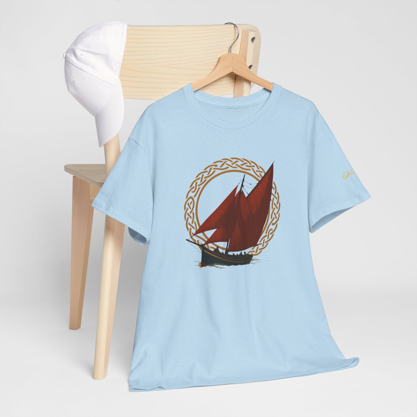 Galway Hooker Nautical T‑Shirt — "Heritage Sails On" Personalized Back & Sleeve Tee