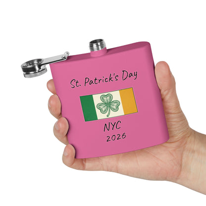 Stainless Steel Flask — Personalize St. Patrick's Day NYC 2026 Design
