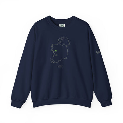 Ireland Outline Crewneck Sweatshirt — Minimal Irish Map Design with 'Heart' Accent Personalize