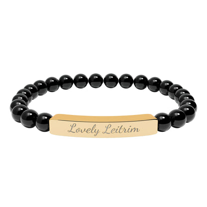 Personalized Engraved Natural Stone Stretch Bracelet — Custom Irish Message