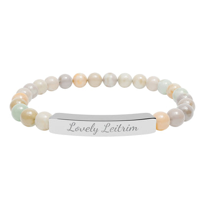 Personalized Engraved Natural Stone Stretch Bracelet — Custom Irish Message