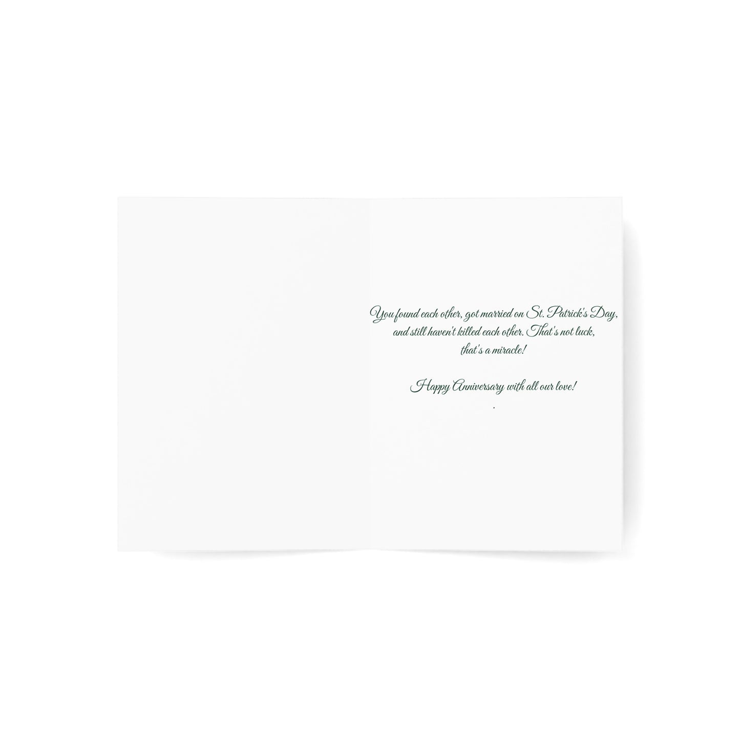 Anniversary Greeting Card — "Raising a glass to the luckiest couple" (St. Patrick's Day Married)