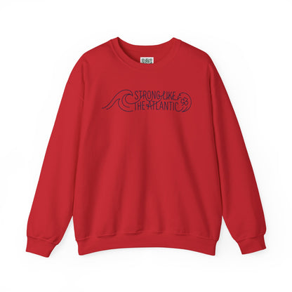 Irish Crewneck Sweatshirt — "Strong Like the Atlantic" Minimal Wave Design