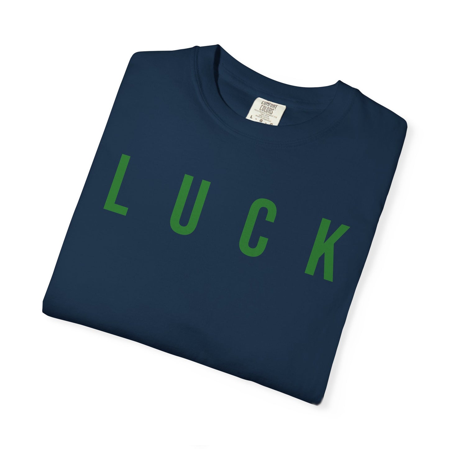 Luck T-Shirt — Simple Green 'LUCK' Tee with Shamrock Back