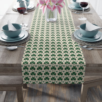 Shamrock Pattern Table Runner — Green Clover St. Patrick’s Day Decor