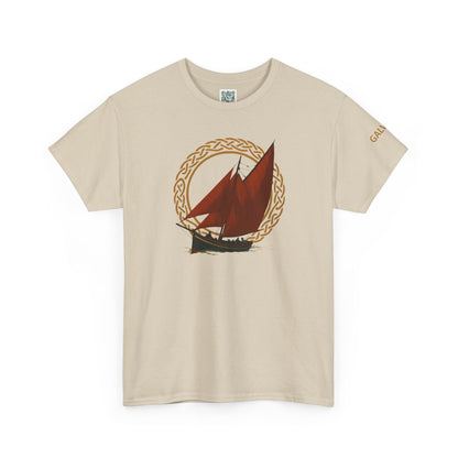 Galway Hooker Nautical T‑Shirt — "Heritage Sails On" Personalized Back & Sleeve Tee
