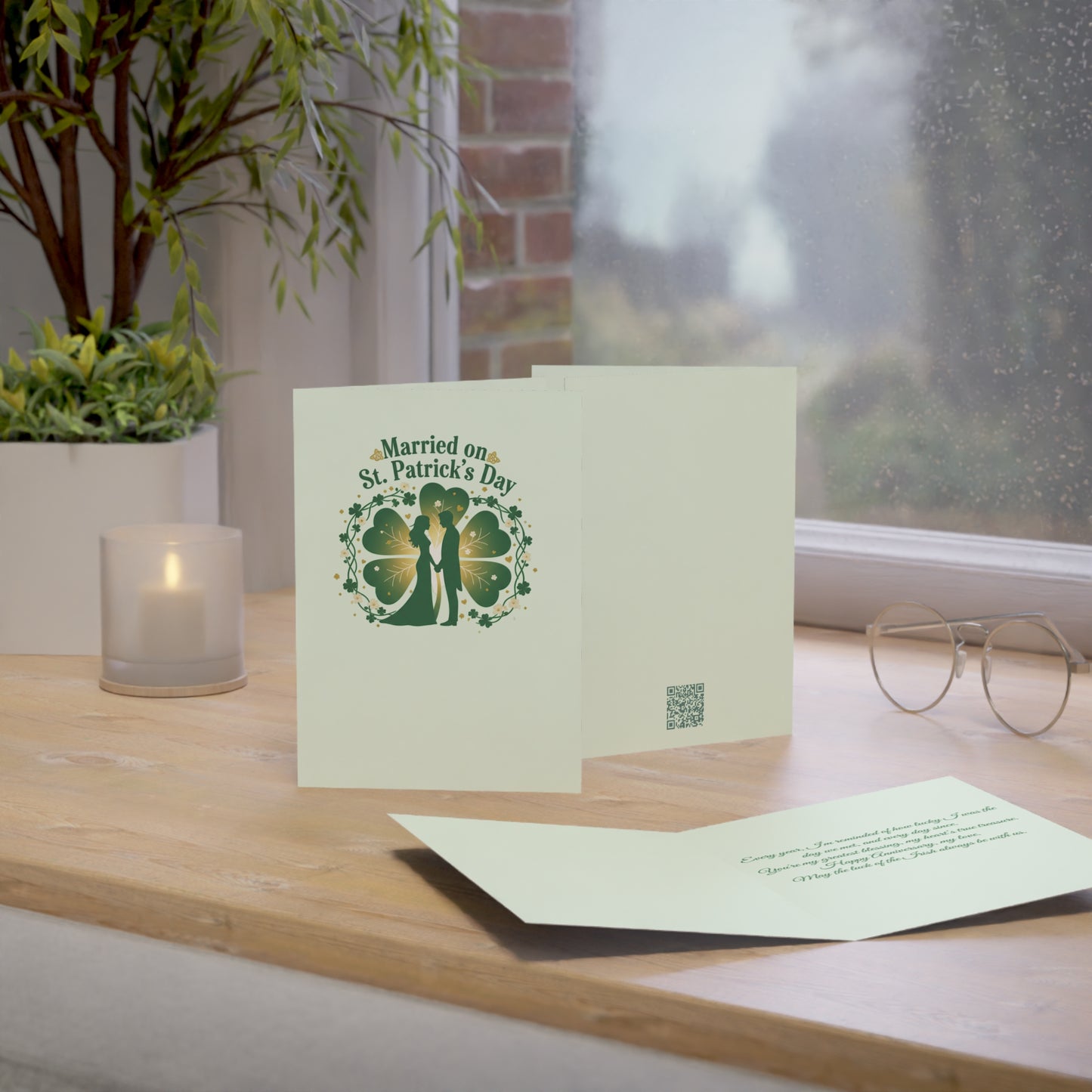 St. Patrick's Day Wedding Anniversary Greeting Card — "Married on St. Patrick's Day" Anniversary Card Personalize