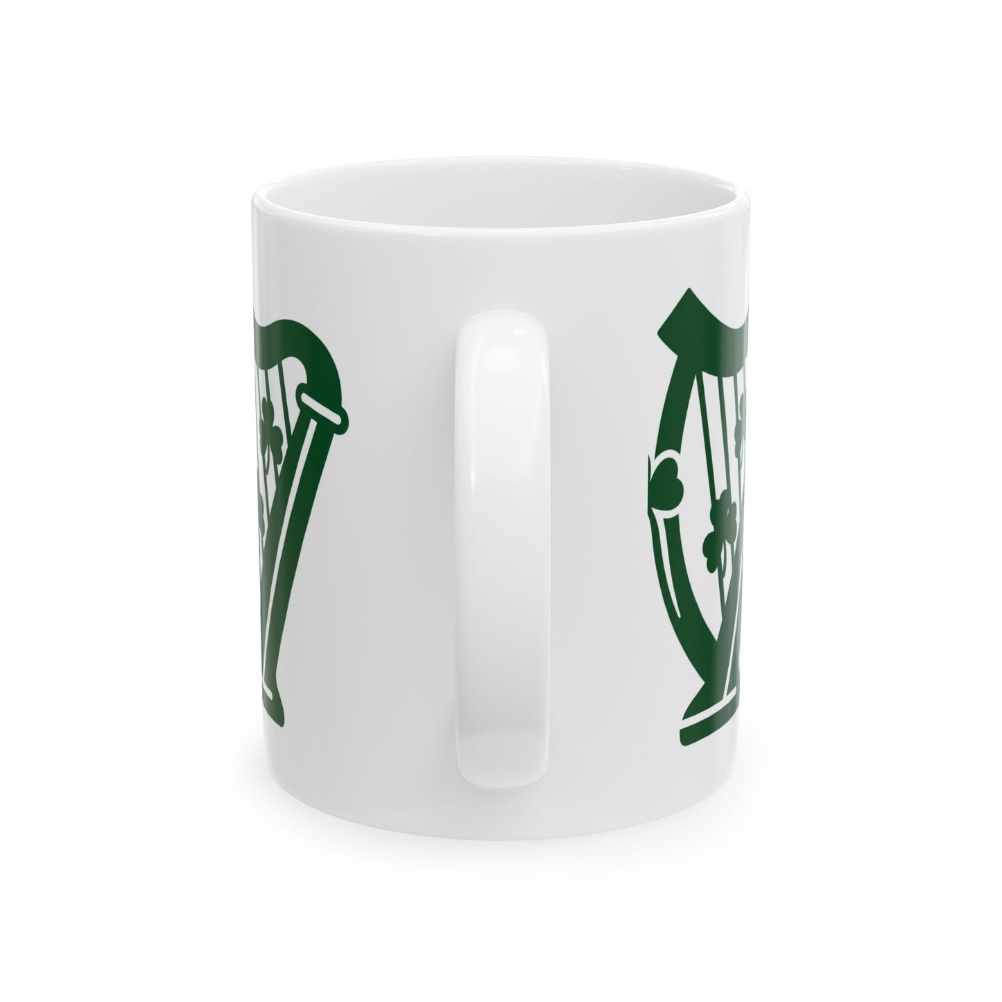Shamrock Harp Ceramic Mug — Irish St. Patrick's Day Coffee Cup (11oz & 15oz)