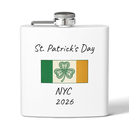 Stainless Steel Flask — Personalize St. Patrick's Day NYC 2026 Design
