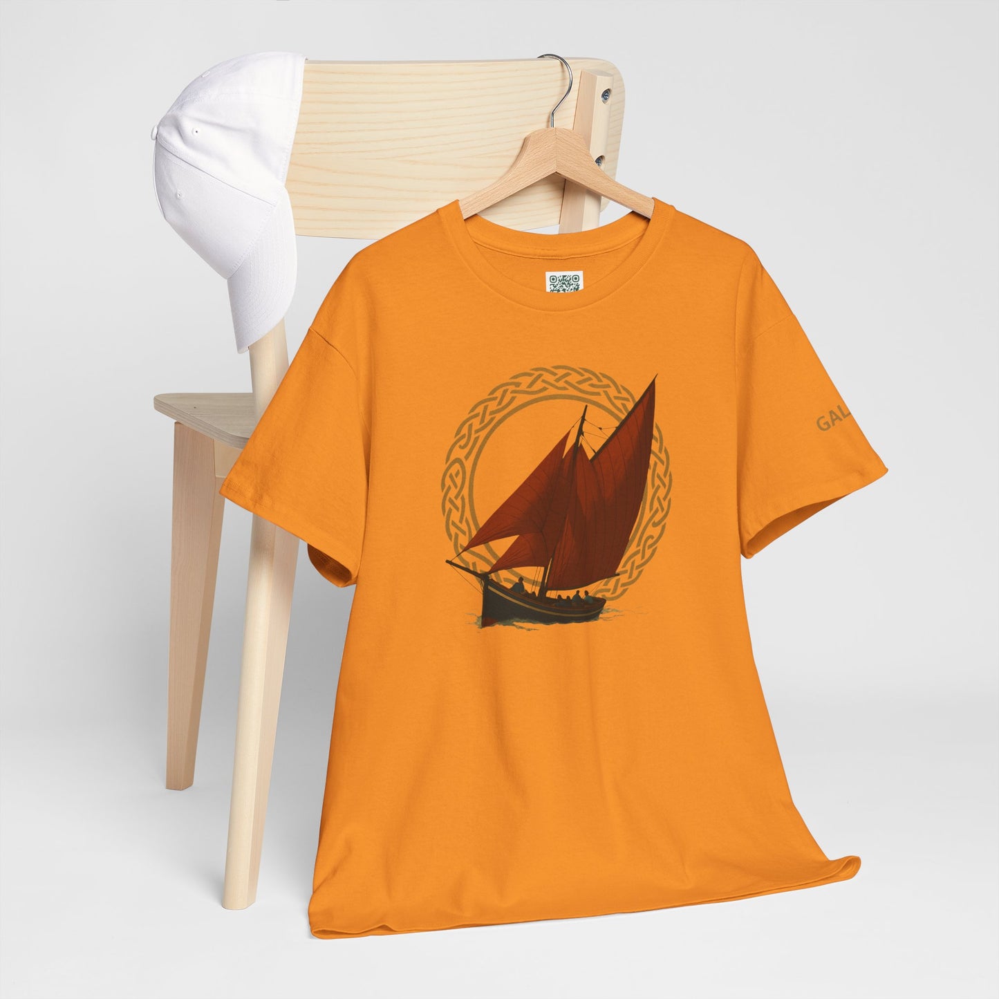 Galway Hooker Nautical T‑Shirt — "Heritage Sails On" Personalized Back & Sleeve Tee