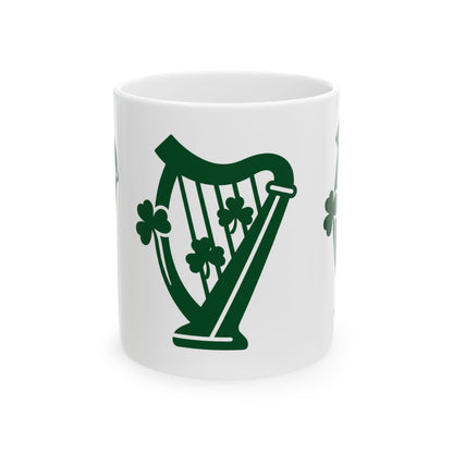 Shamrock Harp Ceramic Mug — Irish St. Patrick's Day Coffee Cup (11oz & 15oz)
