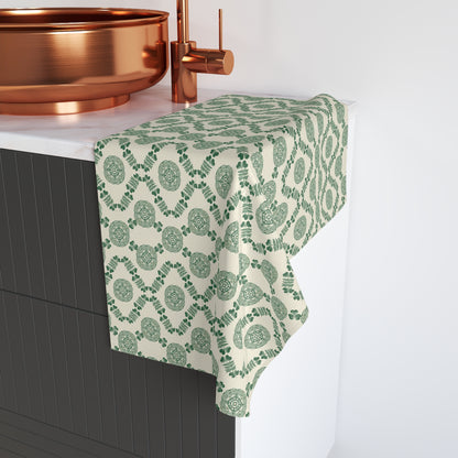 Green Moroccan Tile Hand Towel — Decorative Kitchen & Bath Accent