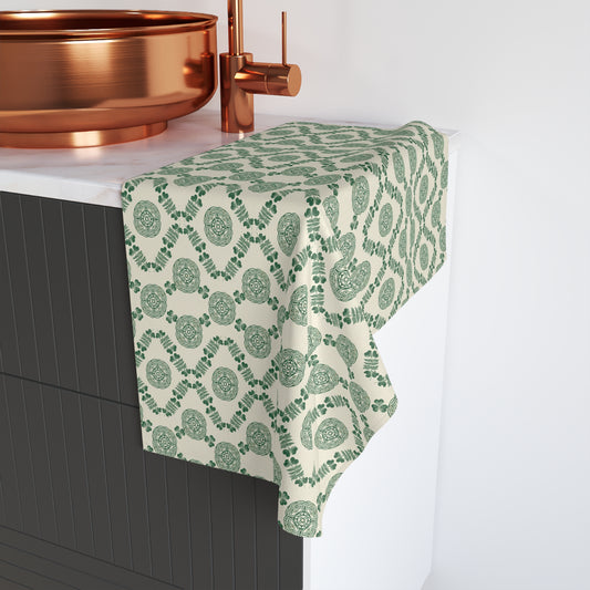 Green Moroccan Tile Hand Towel — Decorative Kitchen & Bath Accent