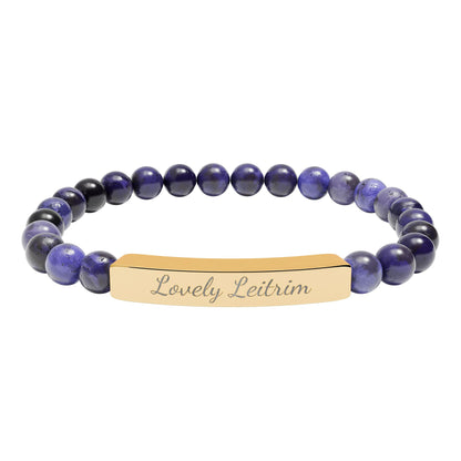 Personalized Engraved Natural Stone Stretch Bracelet — Custom Irish Message
