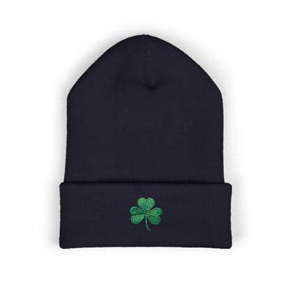 Embroidered Shamrock Beanie — St. Patrick's Day Cuffed Hat