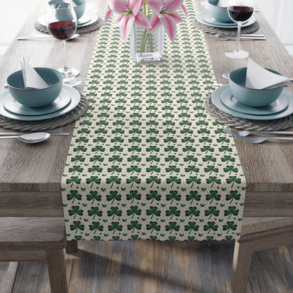 Shamrock Pattern Table Runner — Green Clover St. Patrick’s Day Decor
