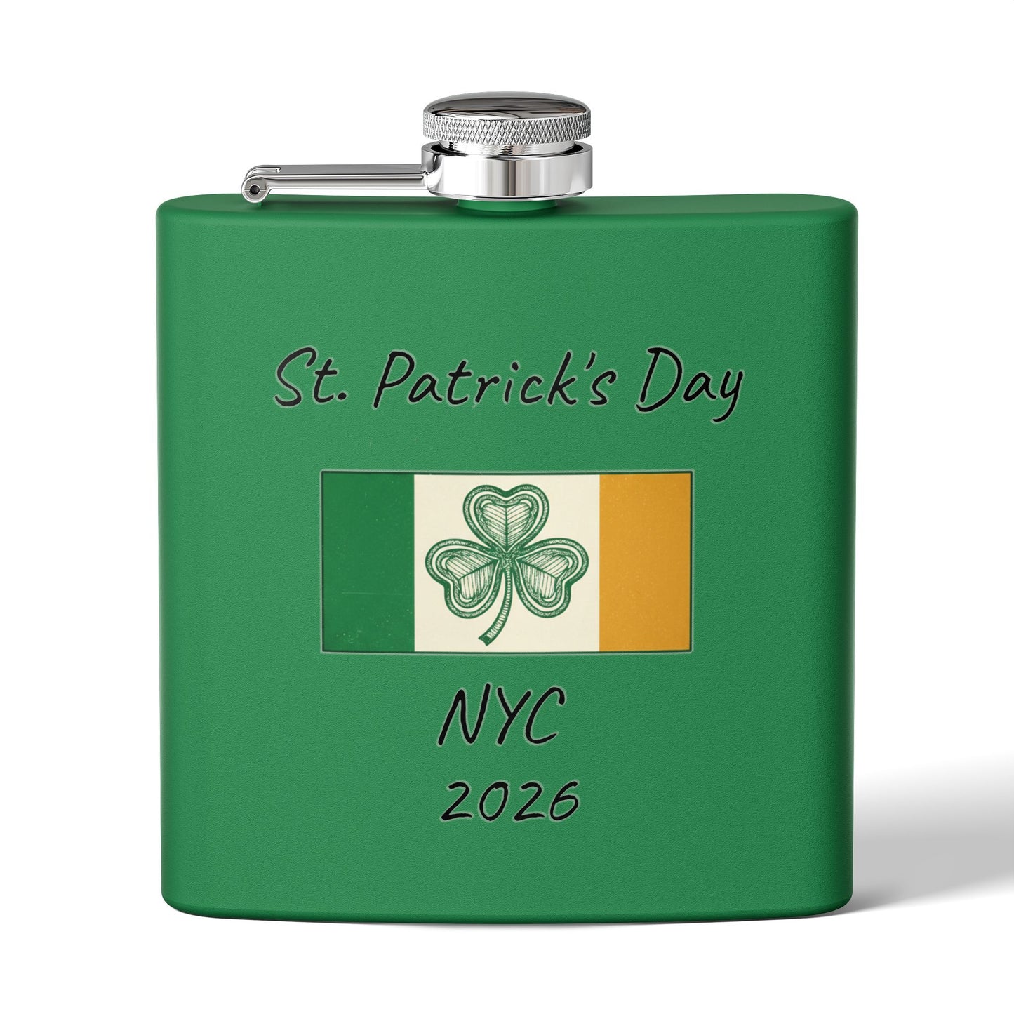 Stainless Steel Flask — Personalize St. Patrick's Day NYC 2026 Design