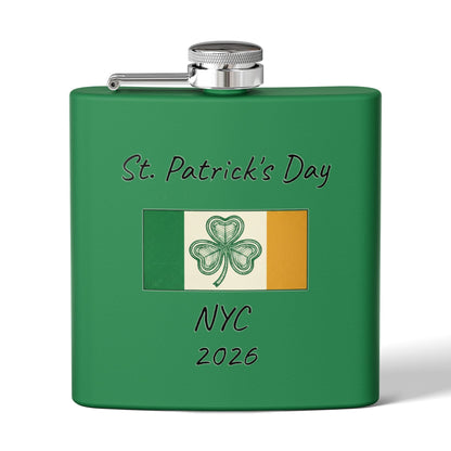 Stainless Steel Flask — Personalize St. Patrick's Day NYC 2026 Design