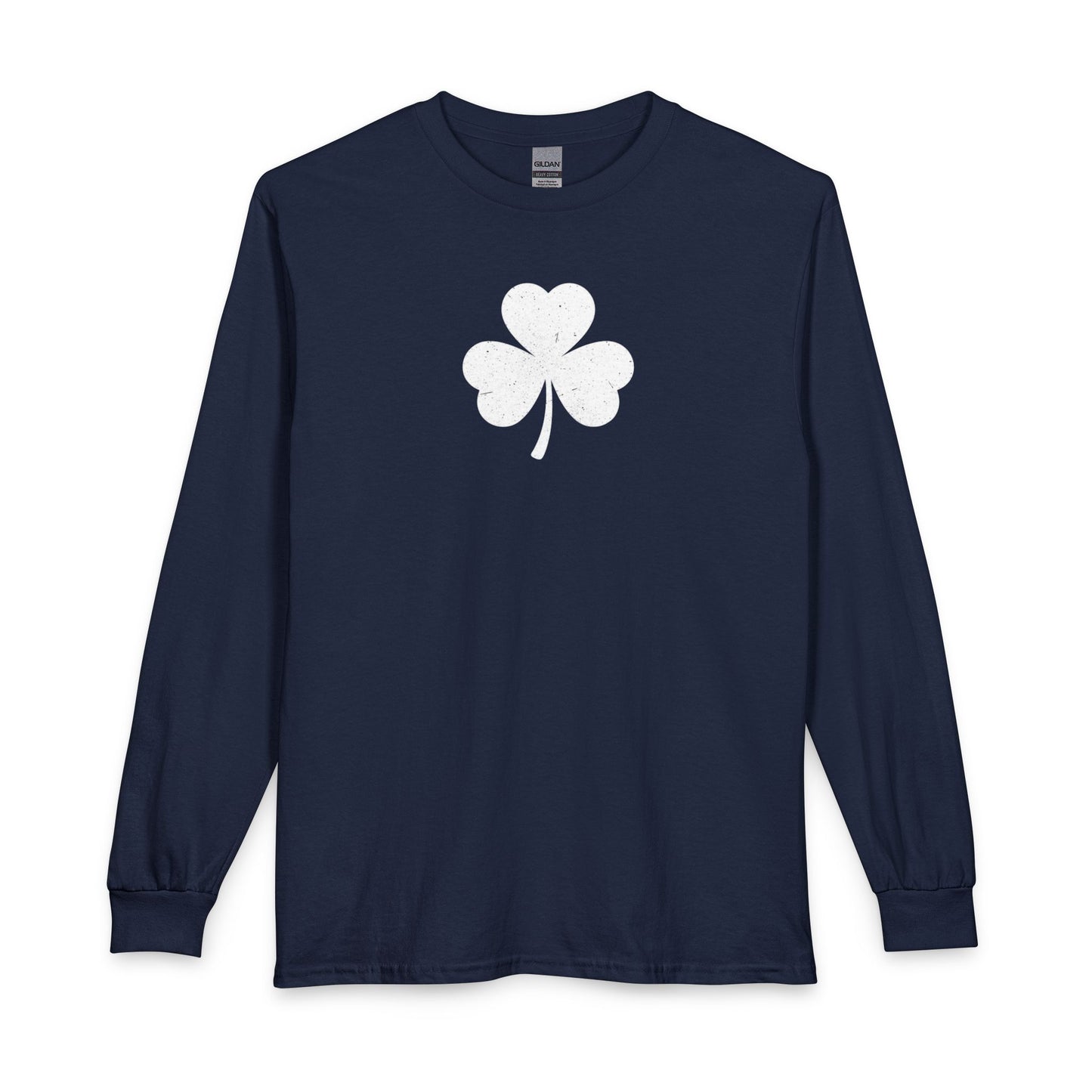 Personalize Long Sleeve T-Shirt - Minimal White Chest Shamrock Graphic