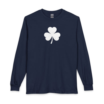 Personalize Long Sleeve T-Shirt - Minimal White Chest Shamrock Graphic
