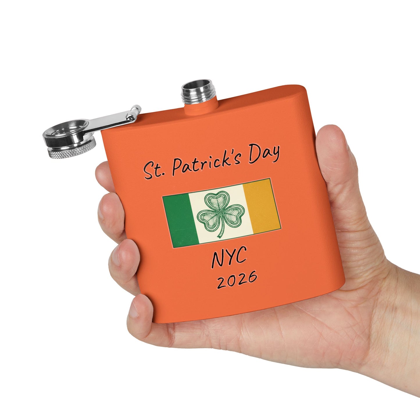 Stainless Steel Flask — Personalize St. Patrick's Day NYC 2026 Design