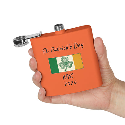Stainless Steel Flask — Personalize St. Patrick's Day NYC 2026 Design