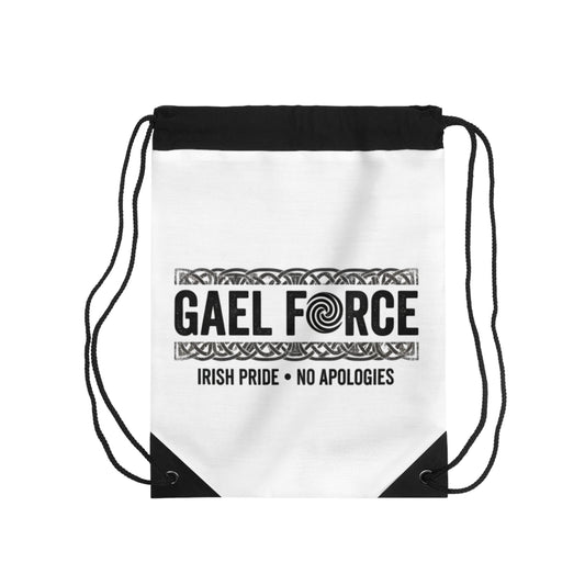 Gael Force Drawstring Bag — Irish Pride 'No Apologies' Gym Sack (Custom Name Available)