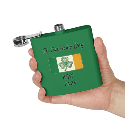Stainless Steel Flask — Personalize St. Patrick's Day NYC 2026 Design