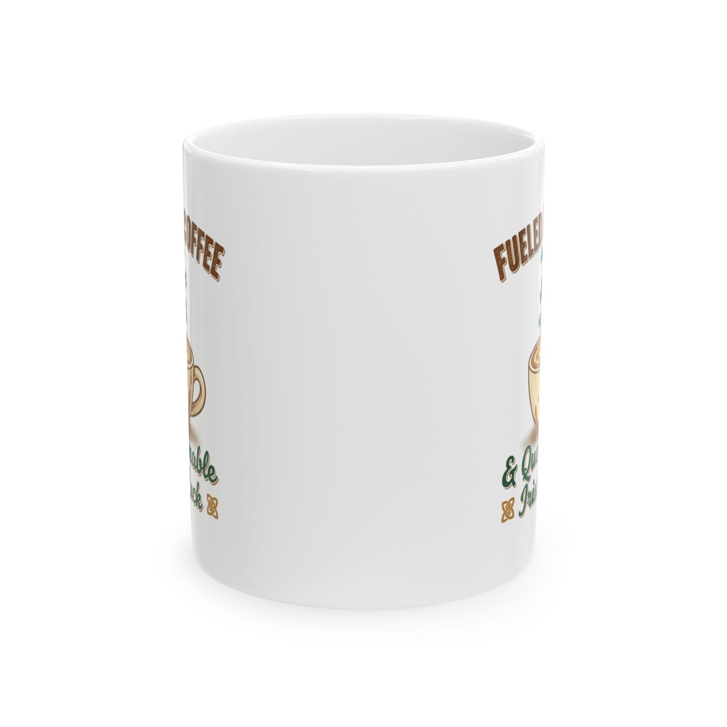 Fueled by Coffee & Caffeine and Irish Luck Ceramic Mug — Retro St. Patrick’s Coffee Gift (11oz, 15oz)