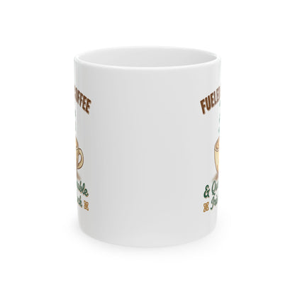 Fueled by Coffee & Caffeine and Irish Luck Ceramic Mug — Retro St. Patrick’s Coffee Gift (11oz, 15oz)