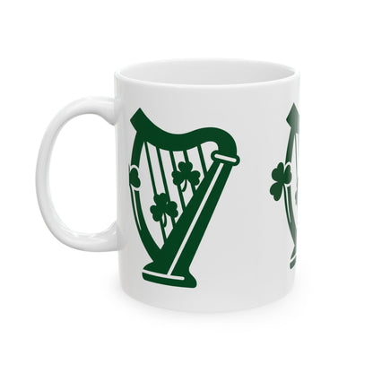 Shamrock Harp Ceramic Mug — Irish St. Patrick's Day Coffee Cup (11oz & 15oz)