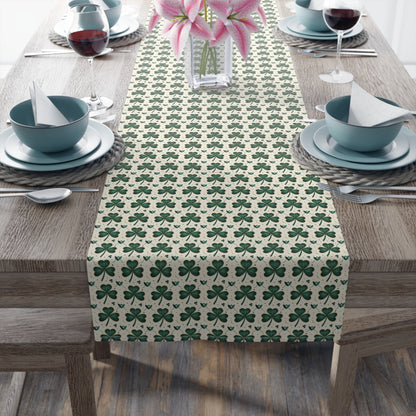 Shamrock Pattern Table Runner — Green Clover St. Patrick’s Day Decor