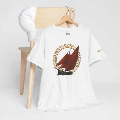 Galway Hooker Nautical T‑Shirt — "Heritage Sails On" Personalized Back & Sleeve Tee