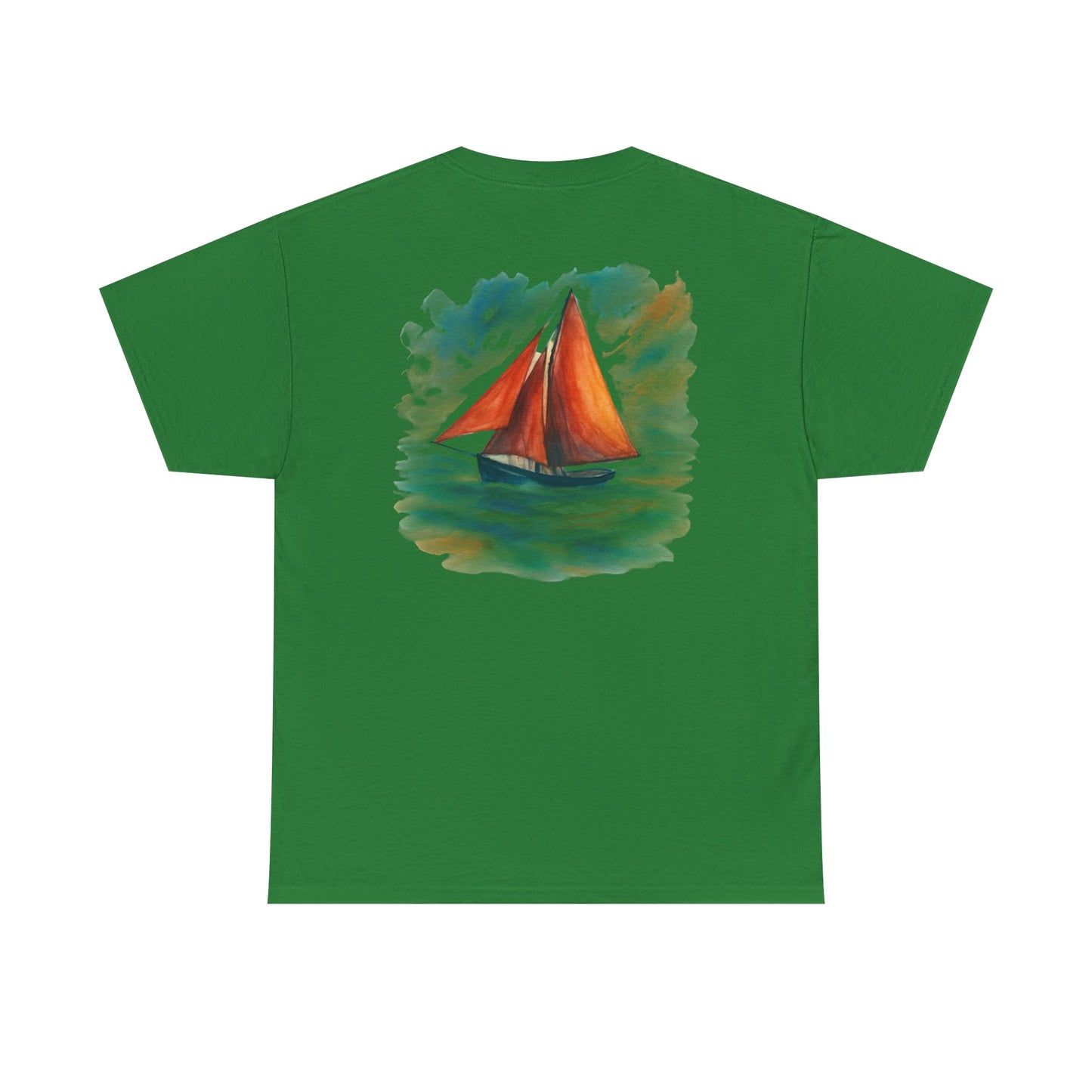 Personalized Irish Tides Unisex Heavy Cotton Tee | Galway Hooker Watercolor | Nautical Ocean Lover Gift