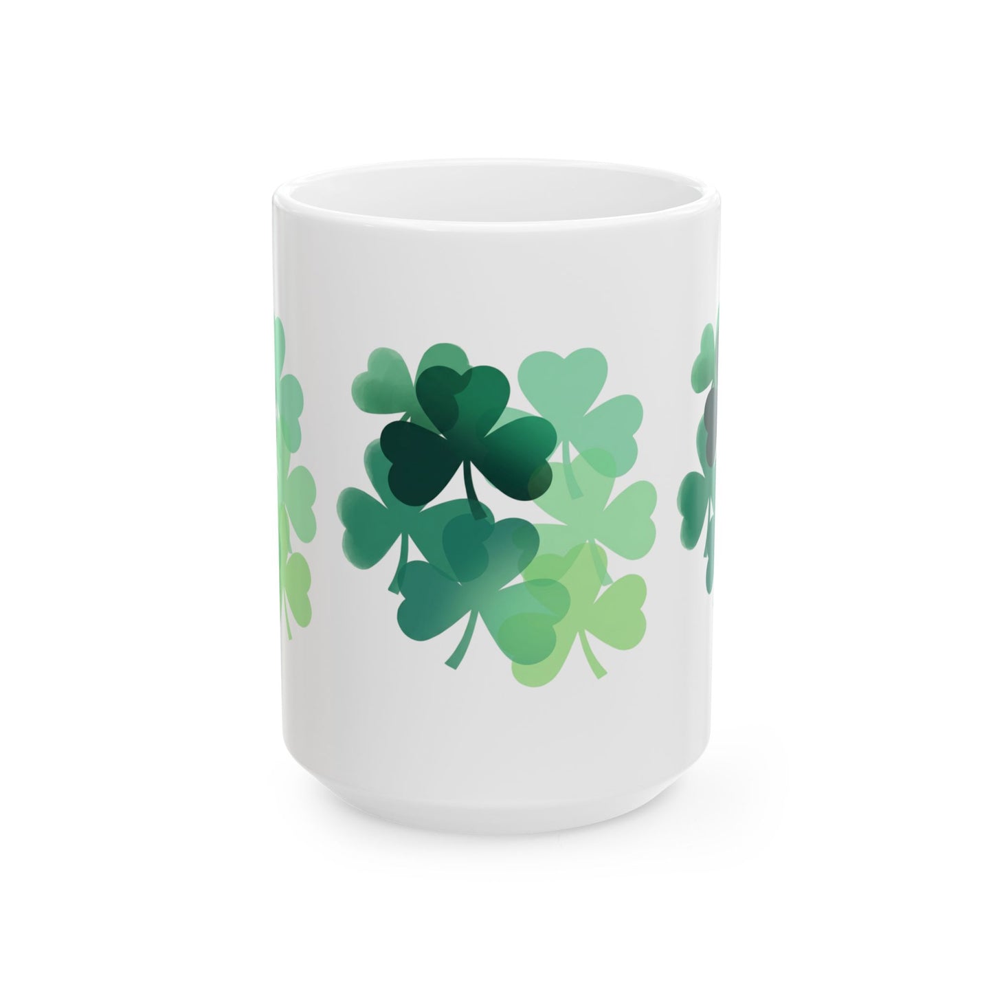 St. Patrick’s Shamrock Ceramic Mug — Green Clover Pattern (11oz, 15oz)