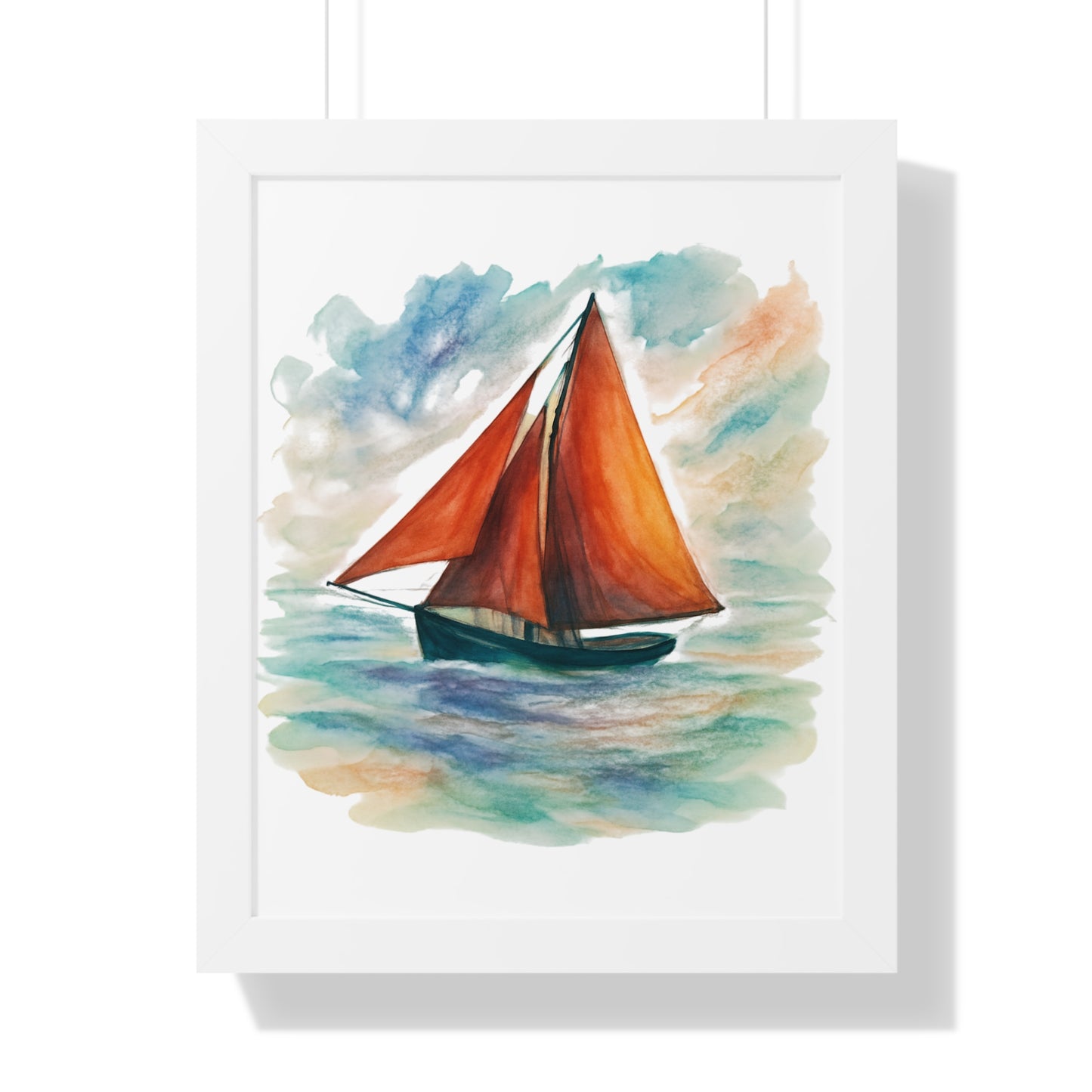 Galway Hooker Seascape Framed Vertical Poster, Nautical Wall Art, Coastal Decor, Sailboat Print, Gift for Ocean Lovers, Home and Living Decoration