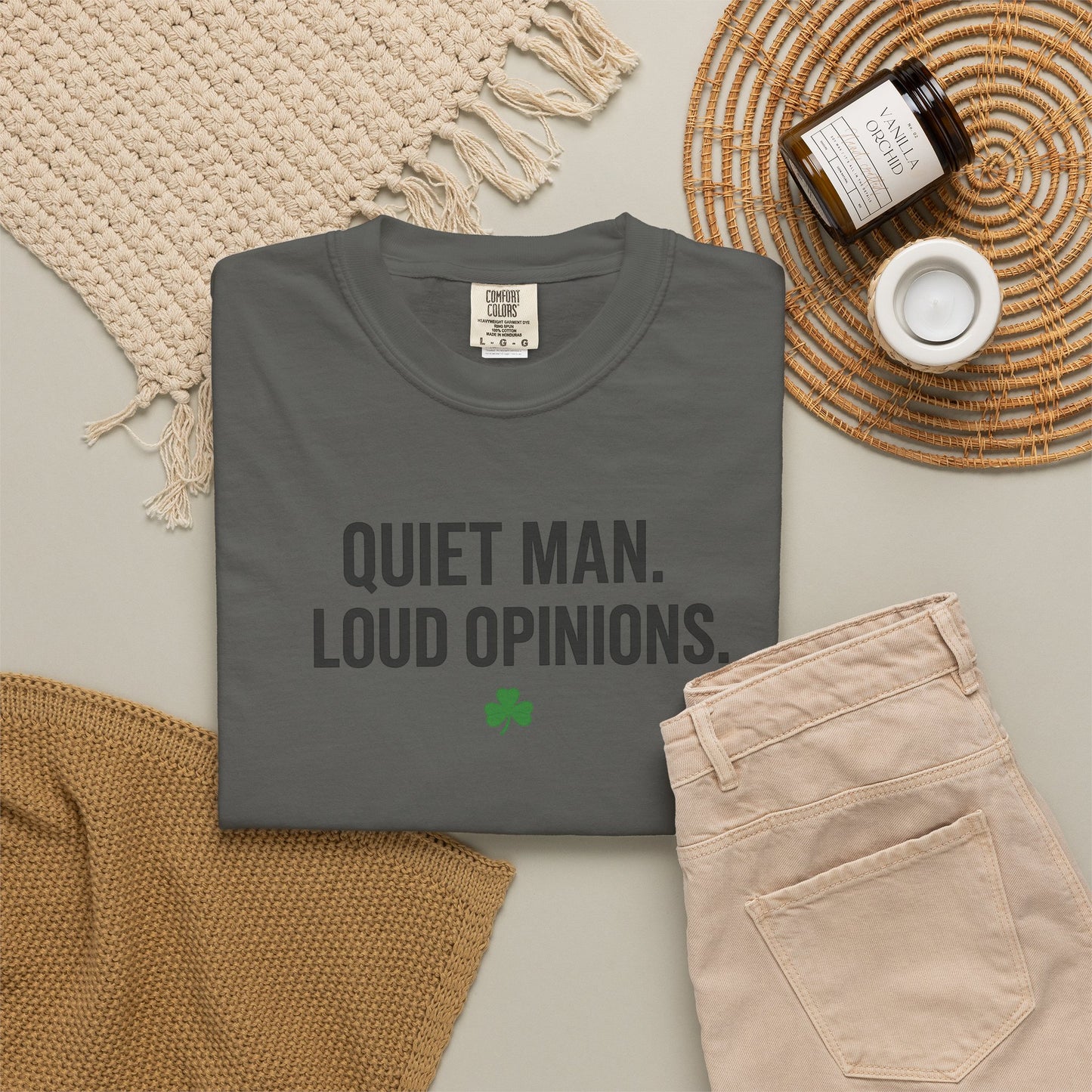 Quiet Man Loud Opinions T-Shirt — Funny Father's Day Tee with Shamrock